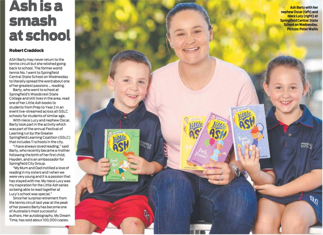 Super pleased that <a href="/ashbarty/">Ash Barty</a> could participate in the 2023 Festival of Learning. In today's Courier-Mail (Page3). Over 30 different events across the week for students to get excited and share learning. #gsfol2023