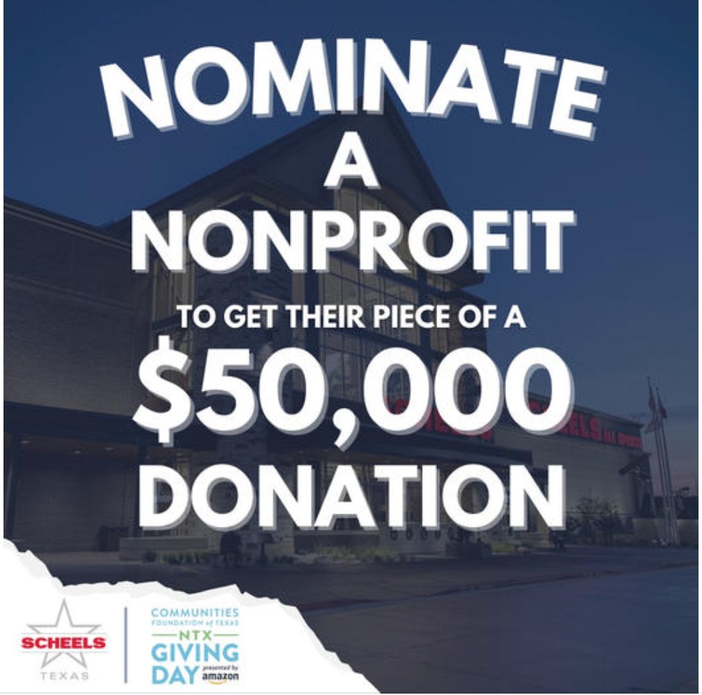 laughter_league's tweet photo. All who love #LaughterLeague -please nominate us for this donation from @Scheels for #NTXGivingDay2023!
Til September 14, you can nominate a nonprofit to receive part of a $50,000 donation from SCHEELS. Ten nonprofits will receive $5,000. Learn more here: https://t.co/hgCYvKjdrd https://t.co/gheeLwdlZT