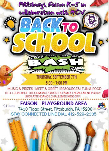 PPSFaison's tweet photo. Join us (Rain or Shine) as we kick of the school year at our annual l Welcome Back 2 School Title I Bash tomorrow, Thursday, September 7th from 5-7 pm.
We’re looking forward seeing all of our families.
#Back2SchoolBash23 https://t.co/0SbAPglkjf