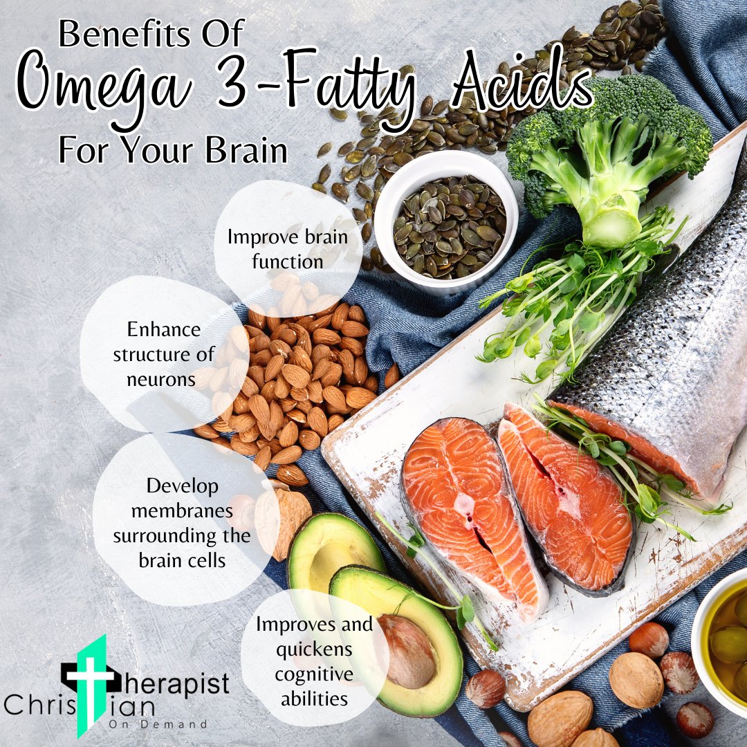 CTODapp's tweet photo. What you eat directly affects your over-all health. Here are some ways omega 3 fatty acids affect your brain!

#fattyacids #omega3 #health #mentalhealth #brainhealth #christiantherapistod #CTODapps https://t.co/GXSAzHtrnZ