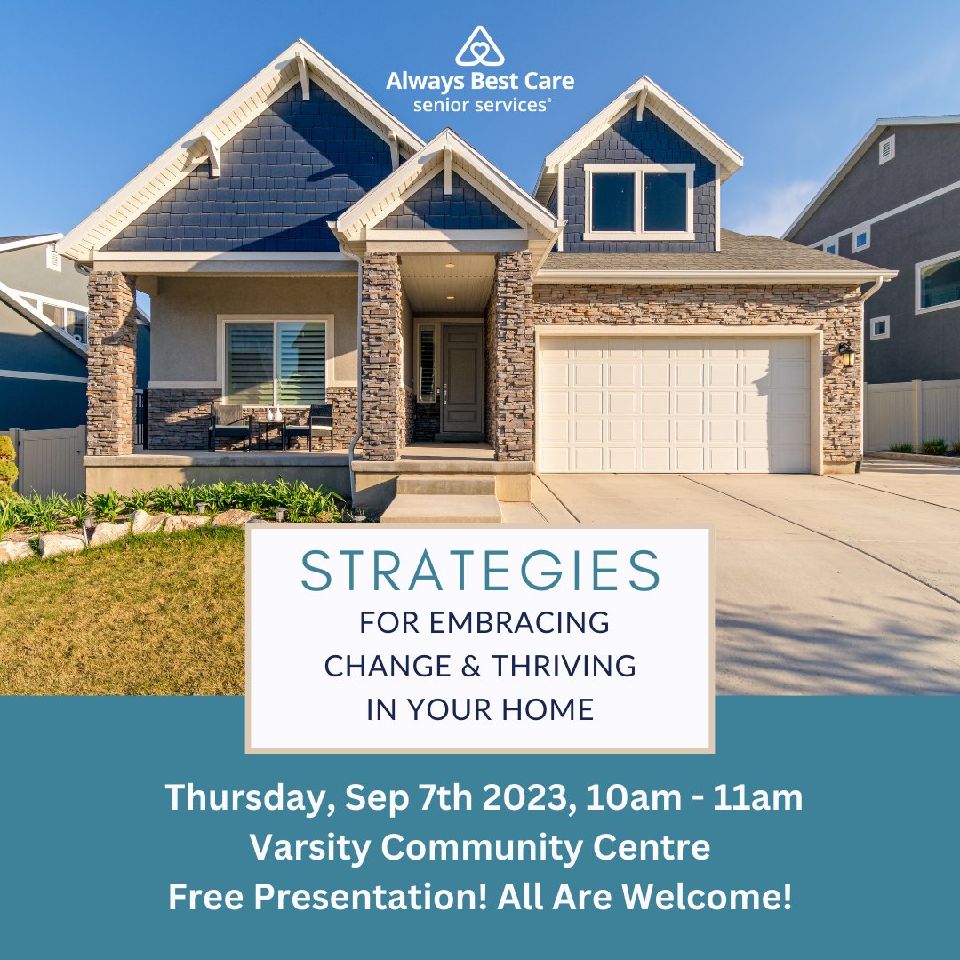 abcCalgarySW's tweet photo. Join us for interactive presentation on understanding the effects of aging, the pros and cons of aging in place and maximizing the benefits of stating at home.
#EmbracingChange #CommunityPresentation #VarsityCommunityCentre #Calgary #CommunityPresentation #AlwaysBestCare https://t.co/cNI2ksxLzX