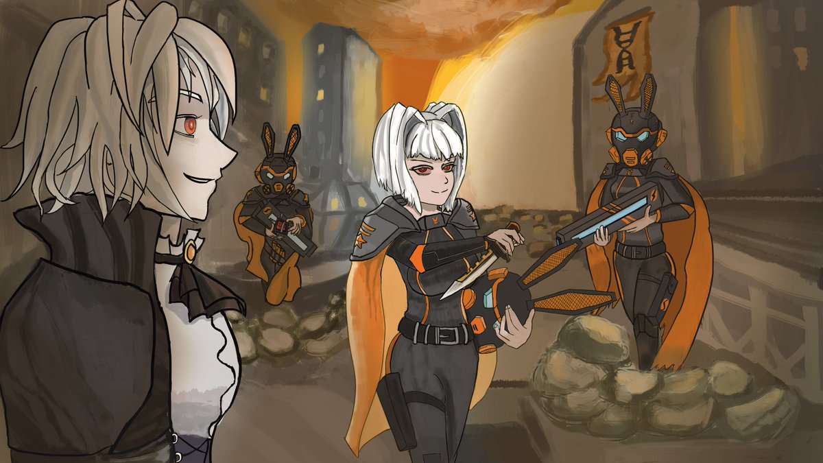 chi_vun's tweet photo. Finally i did this collaboration😅 #digitalart #illustration #ProjectMoon #ArknightsFanArt #Talulah #Myo #Limbus_Company #RabbitTeam https://t.co/dl0v8ehv2I