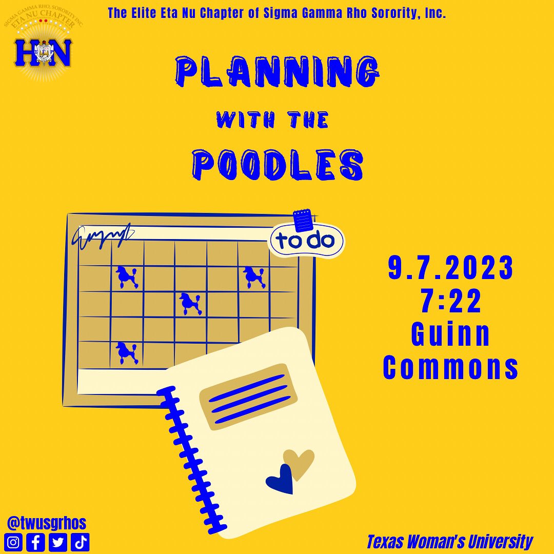 Plan. Prepare. Poodles. Start the semester off right! Come plan for a #GREATER year! See you there! 💙🐩💛