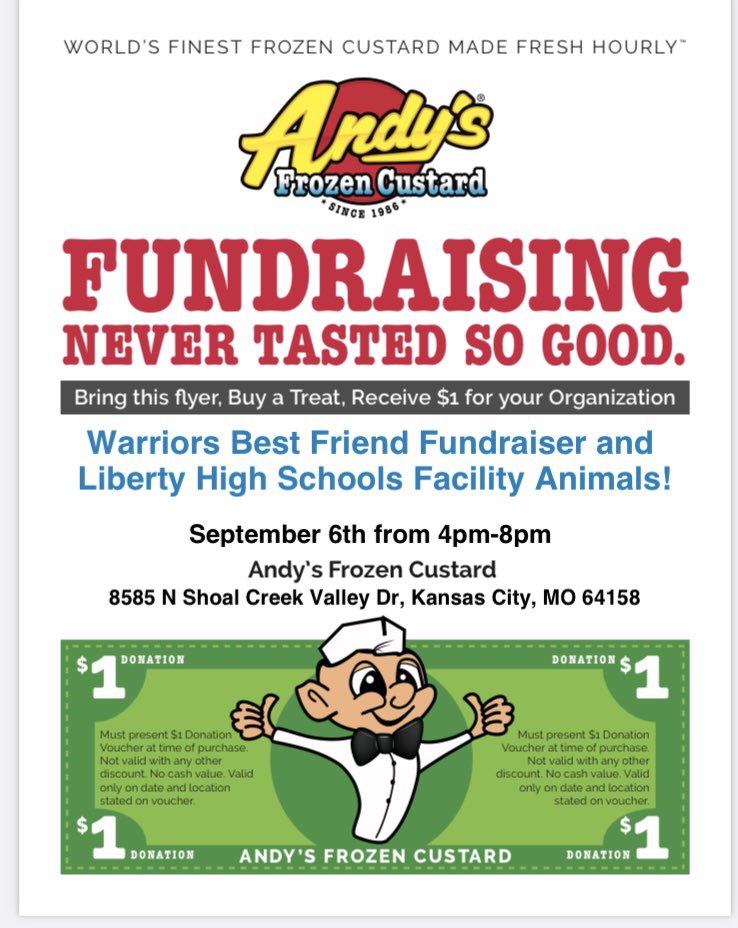 Stop by Andy’s to support our pups! Bentley sure enjoyed his pup cup! #LHS