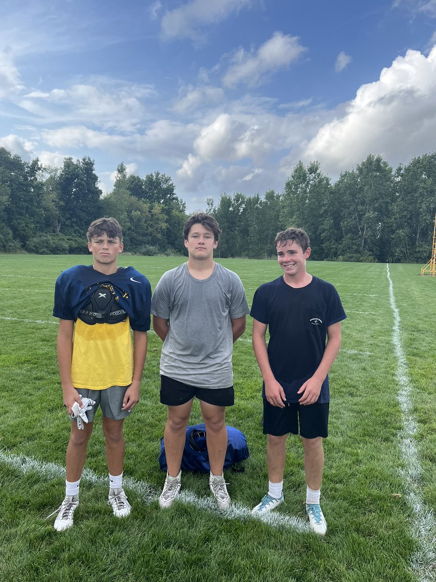 CoachBrannan93's tweet photo. Week 3 honorary captain against Pioneer for the Hornets this week due to hard work in practice. Carter Heussler, Ethan Proctor, Grant Stripp. Great work men!!!#HardWorkPaysOff https://t.co/ZFDJ5jTWAI