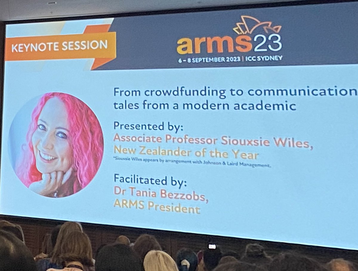 Excited to meet and listen to Siouxsie Wiles New Zealander of the year. Crowd funding to communication #arms2023 @NurseMidwifeECU