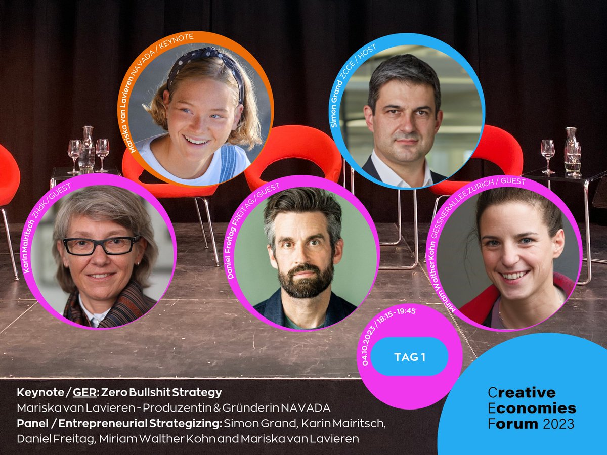 Das #CEF23 wird am 4. Oktober um 18:00 Uhr mit einer Keynote von Mariska van Lavieren eröffnet.

Mit dabei:
Daniel Freitag - Co-Founder von Freitag 
Karin Mairitsch - Rektorin der <a href="/zhdk/">ZHdK</a> 
Miriam Walther - PUBLIX, Gessnerallee Zürich
 
Anmeldung: goo.su/15JqSy
 
#ZCCE