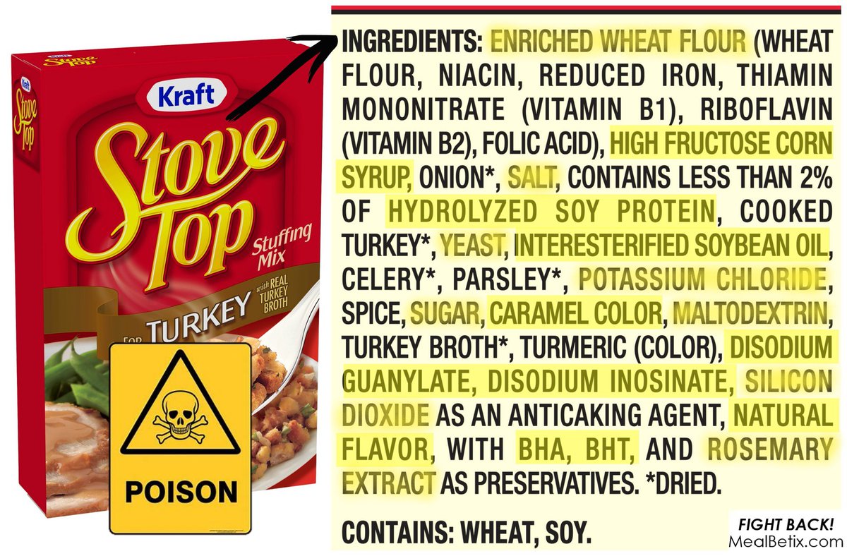 WARNING: FAKE FOOD
FIGHT BACK! MealBetix.com

#fakefood #toxicfood #contaminatedfood #mealbetix #bha #bht #enrichedflour #potassiumchloride #fakefood