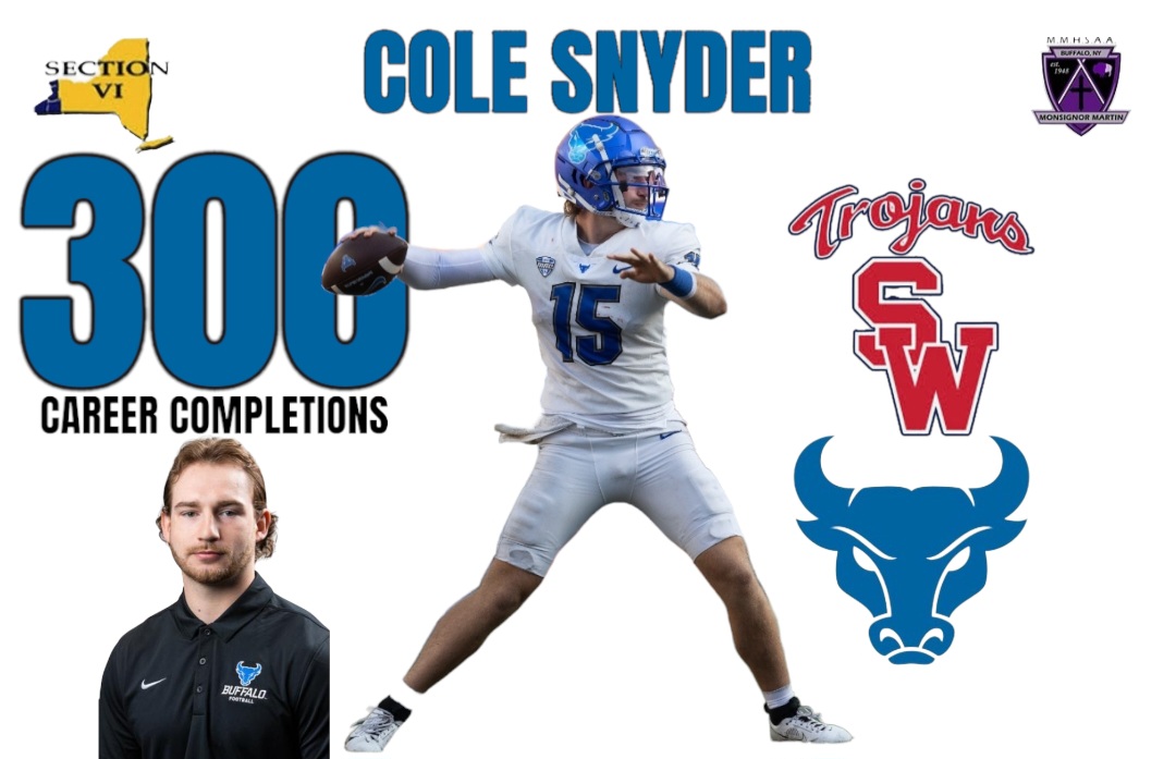Congratulations to Buffalo QB @iamcolesnyder on eclipsing the career milestone of 300 completions! 🏈 vipsanius.com/wny-collegiate 🏈 @swcsfootball @scottkindberg @FCSScout