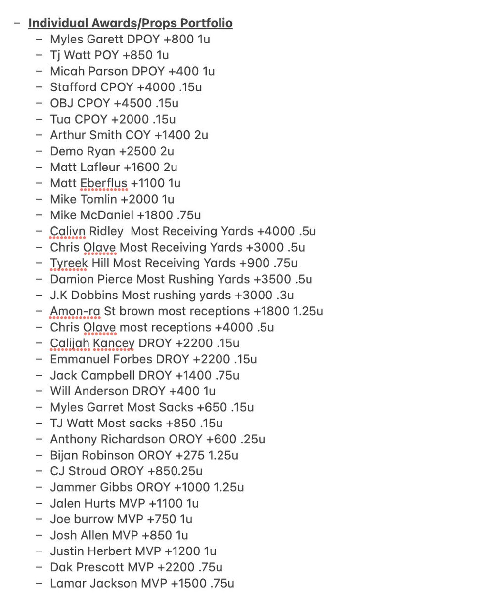therealjharris8's tweet photo. Excited to announce starting tomorrow I will be partnering with @chalkdogbetting as the NFL contributor. I will be sharing picks every Thursday/Sunday/Monday! Stay tuned for NFL Kickoff DET @ KC....

See below my NFL Futures picks. Including, Team bets/Individual awards/props, Division winners, Playoffs Y/N, Over Unders, and Division exact order.

There are a few I may add or double down on during the season and will post on here before I do!

Looking forward to the season!! 🏈💰