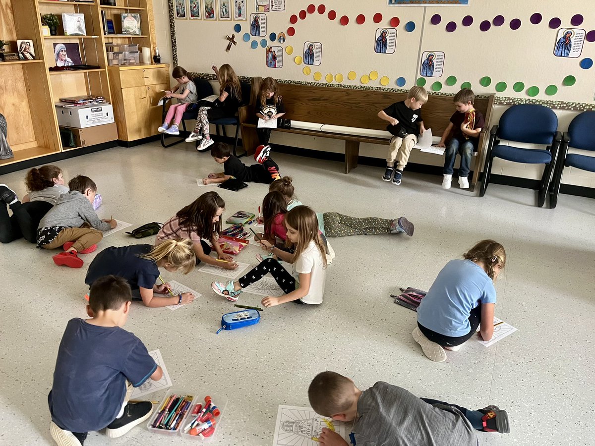 we practiced some of our new grade 1 mindfulness and prayer routines today! I am so blessed to have this sweet group of littles as my class family this year 🤍🥹 <a href="/Stlcs_EICS/">St. Luke Catholic</a>