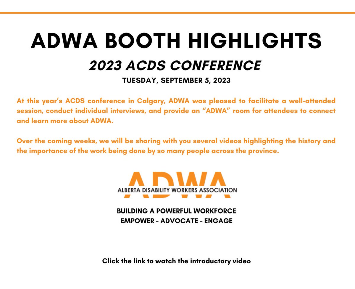 youtu.be/HsoE-u63sts

Click the link above to watch ADWA Highlights from this year's ACDS Conference.