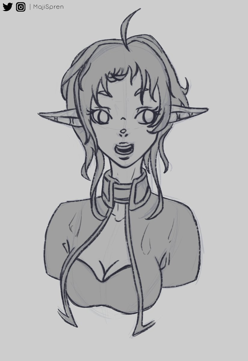 MajiSpren's tweet photo. Quick doodle for today ^^ maybe finish it another day... #Fitts #Sylphiette #MushokuTensei https://t.co/vYlhtaRW7V