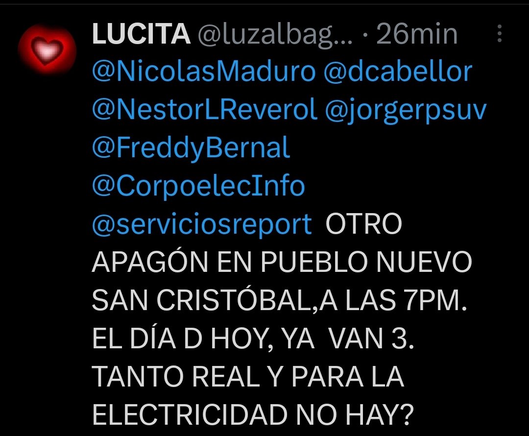 serviciosreport's tweet photo. #Reportes
#06DeSep
#Tachira
#ServicioElectrico
Los cortes eléctricos se están viviendo en el #Tachira de esta manera.
Algunos de los mensajes recibidos con sus testimonios #ReportanUsuarios
#QueSeSepa
@NicolasMaduro @ConMaduroMas_ @NestorLReverol @mppeevzla @CorpoelecInfo https://t.co/RioYLdYIsa