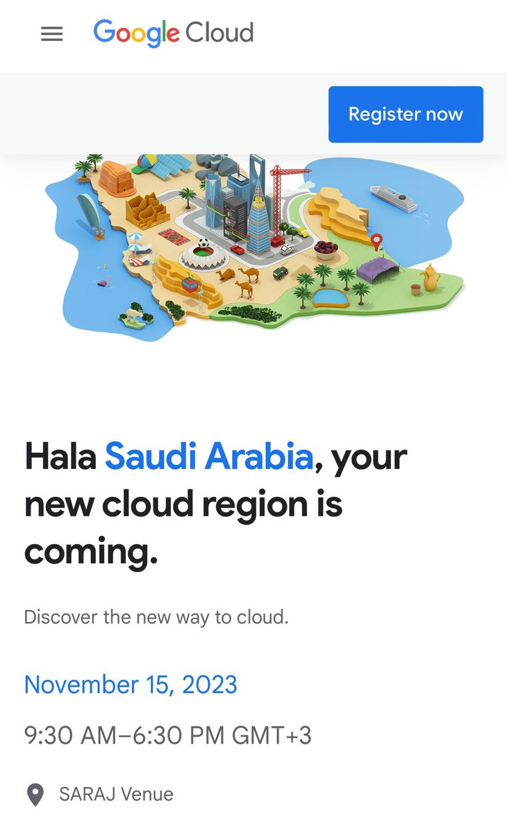 Hala, Saudi! A new Cloud Region is coming! Accelerate your enterprise's digital transformation and drive your startup toward global success with a smarter, greener, more open and more trusted Cloud. Don’t miss out on the Saudi Arabia Region Launch event on November 15 in Riyadh