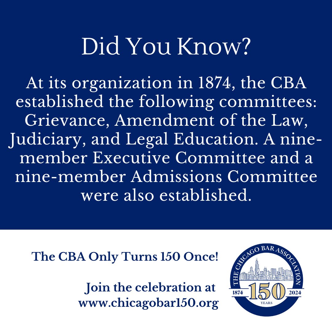 ChicagoBarAssoc's tweet photo. Today, the CBA is proudly served by our Board of Managers consisting of 16 members selected by the membership, a representative from the YLS, the YLS Chair of two years prior, one member-at-large appointed by the President, and six Officers. #CBA150 https://t.co/qieuAB3uXM