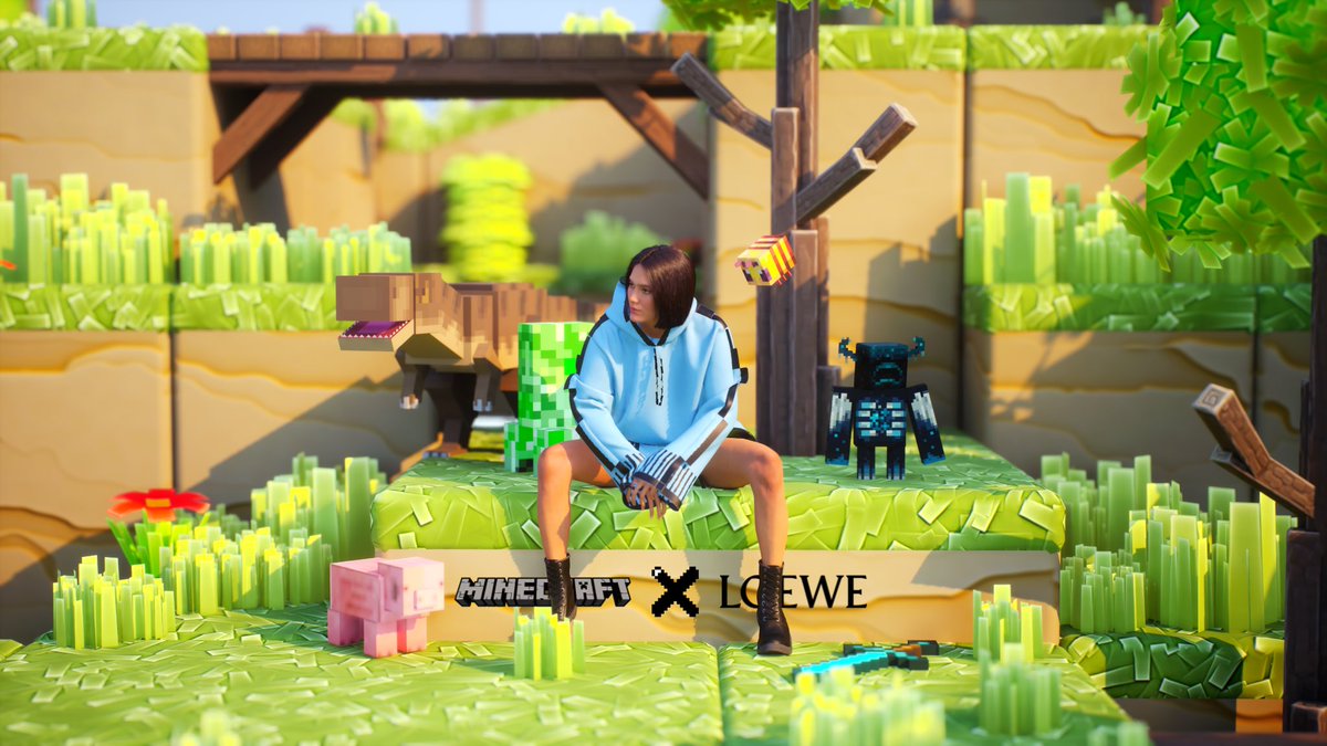 trihegonal's tweet photo. if #minecraft x #LOEWE happened!

check out the reel we made on https://t.co/A3TWnySJOj. 

#marvelousdesigner #metahuman #madewithunreal @UnrealEngine @itsclo3d #UnrealEngine #UE5 https://t.co/3BFh6O5OgF