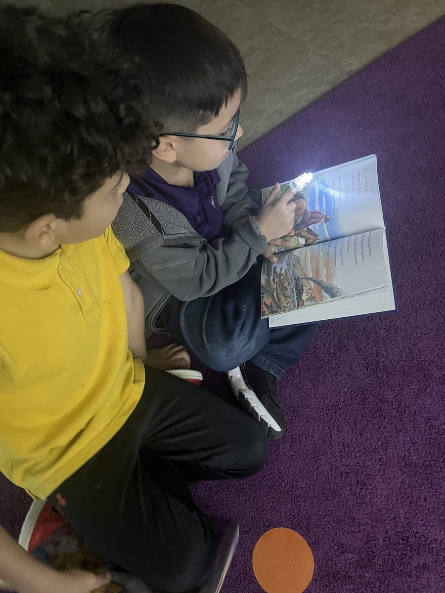 McCandless_PHES's tweet photo. These heroes celebrated National Read a Book Day by reading their books with a friend and a flashlight! 🔦📚#missionISpossible @PurpleHeart_ES https://t.co/0JAaL4VZP1