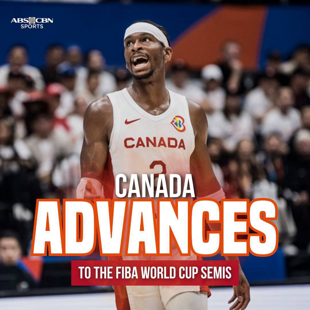 DOMINANCE 💪🏻 Team Canada edged the Luka Doncic-led Slovenian team to the semi-finals with a statement win! 🇨🇦 def. 🇸🇮, 100-89. #FIBAWC #winforall