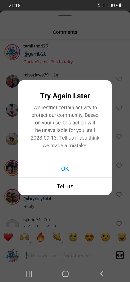 tamlizann25's tweet photo. @InstagramComms How to use tell us as not working @Meta @instagram #Instagram #RestrictedActivity #Help https://t.co/zebmYIbCVP