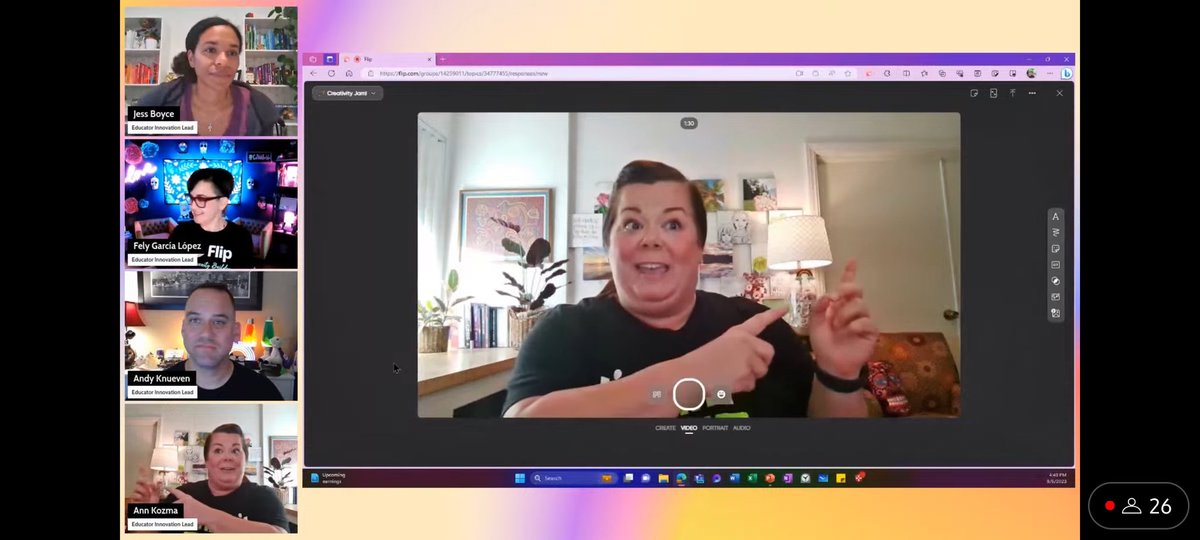 ELBALGHITIANAS's tweet photo. Thanks @jessxbo @MrCoachK15 @annkozma723 @FelyTeachnology for amazing session @MicrosoftFlip 
#creativityjam #flipinsider #MicrosoftEdu #MIEExpert https://t.co/eUYM7niUAO