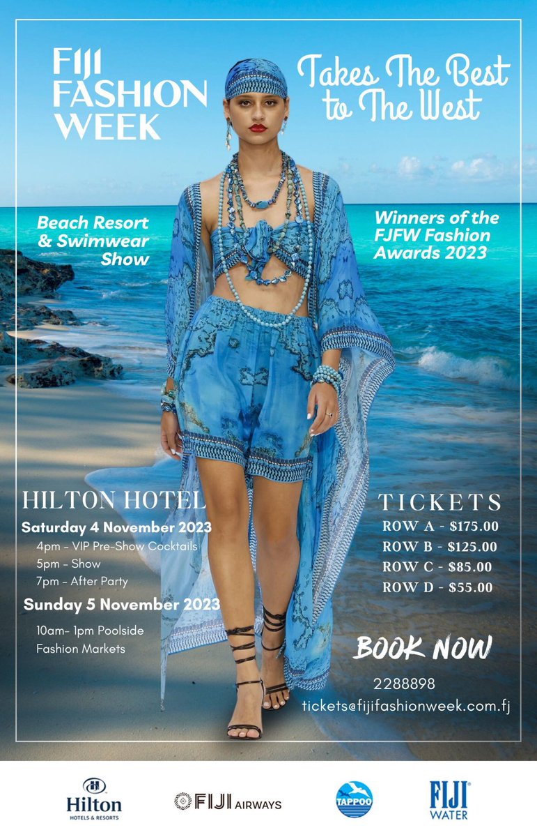 Join us at the Hilton Fiji Beach Resort &amp; Spa , Denarau for a timeless showcase of Fiji's best! 

Fiji Fashion Week brings you the winners and nominees from the National Designer Awards 2023

Book NOW! Details on poster 👇