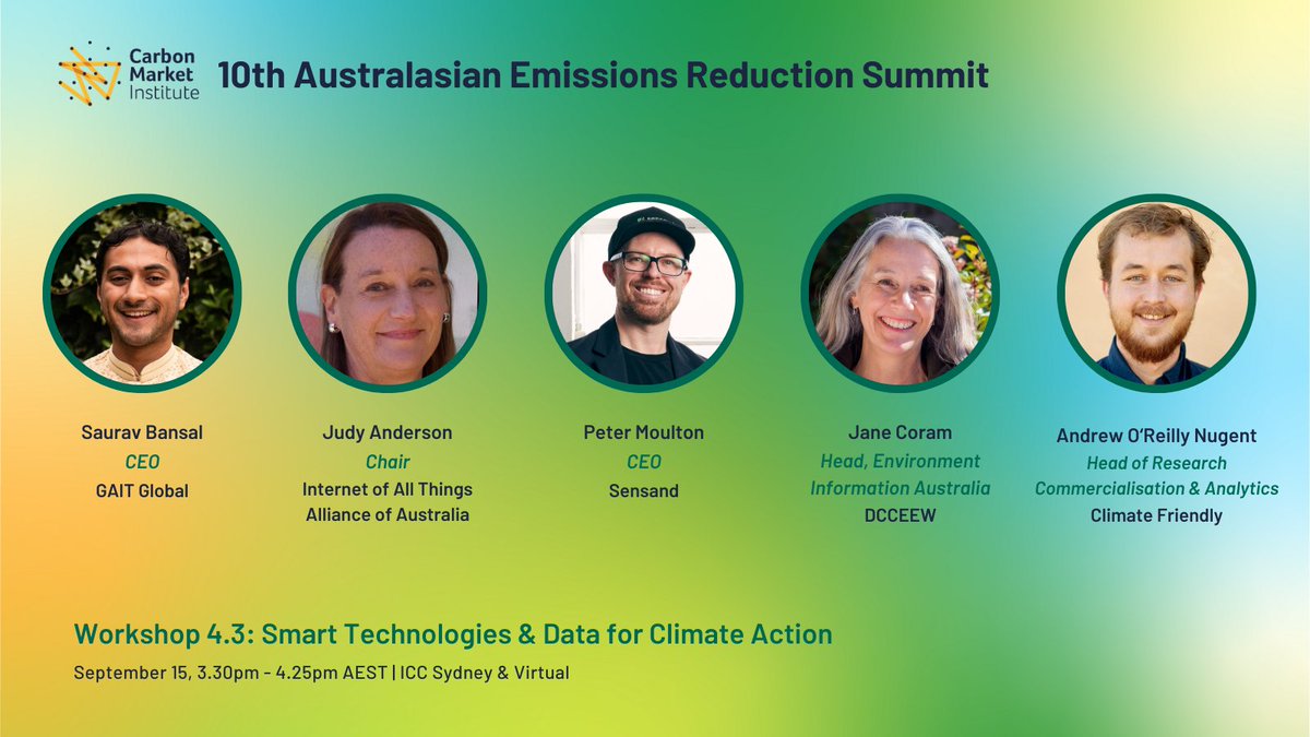 CEO <a href="/PeterMoulton/">Peter Moulton</a> will be speaking on a panel at the <a href="/CarbonMarketIns/">Carbon Market Institute</a> 10th AER Summit next week!

Moderated by Saurav Bansal, Peter will be joined by Judy Anderson, Jane Coram, and Andrew O’Reilly Nugent, for an engaging discussion on Smart Technologies &amp; Data for Climate Action.
