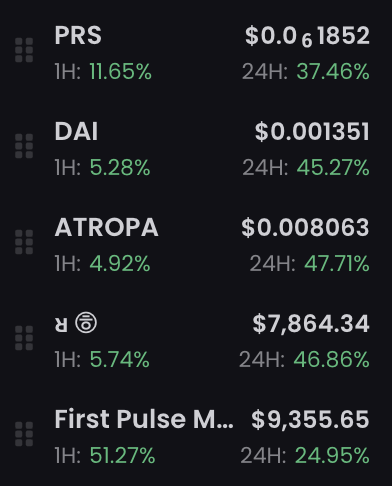 zachrypto's tweet photo. These are my top holdings on #PulseChain
I also hold small amounts of other tokens but these are my most hopeful
$PRS earns me free $PLS daily
$pDAI will be $1.00 stablecoin
$ATROPA network filling with liquidity to protect DAI
#RHtoken upside down "R" and Korean script "H"
#FirstPulseMutualBond sounds like money to me :)
Not financial advice, just what I am happy holding π