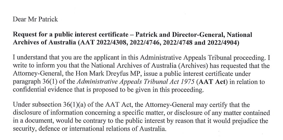 Another day, another secret? 🤷‍♂️. The Attorney-General’s Department have just advised me that the National Archives wants @MarkDreyfusKCMP to issue a secrecy certificate over evidence they want to use to oppose public access to historical (2001) Timor-Leste related docs. #auspol