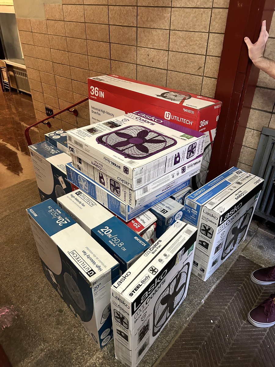Interim Superintendent Jon Thompson and Director of Finance Jeremy Roche went to Lowe’s and Walmart this evening and purchased $3,000 worth of fans to be dispersed in our schools to help keep students and staff a tad cooler during this recent heat wave.