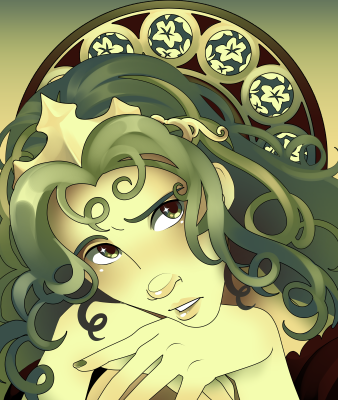 maixemos's tweet photo. Did an art challenge with @SampyreVampyre ! Two artists, one color palette. 
Please stare at their drawing of her character Ilene like I have for the past few hours. https://t.co/MPxodKmsRZ
