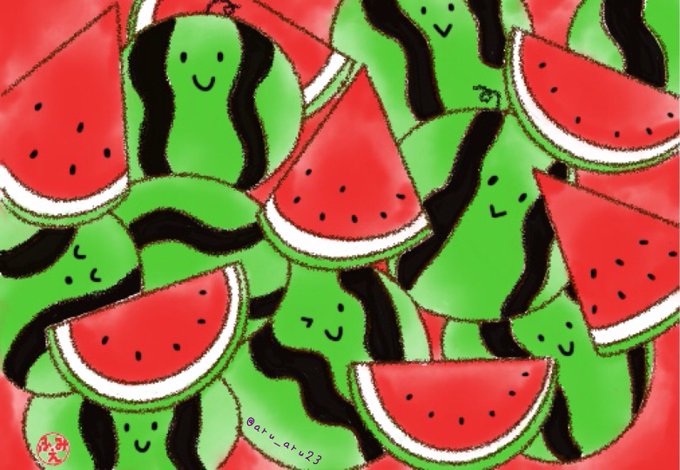「closed mouth watermelon」 illustration images(Latest)