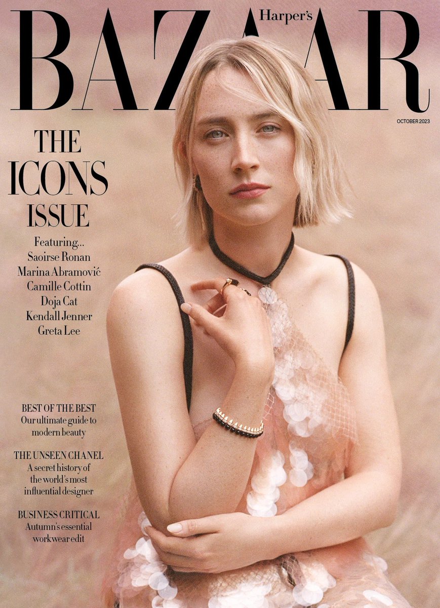 SHE'S BACK! ✨ Saoirse Ronan covers the October issue of Harper's Bazaar UK.