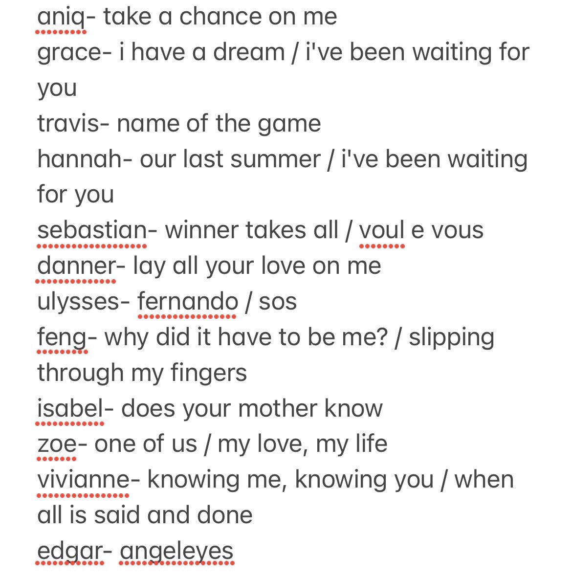 #theafterparty characters as abba songs updated !!!