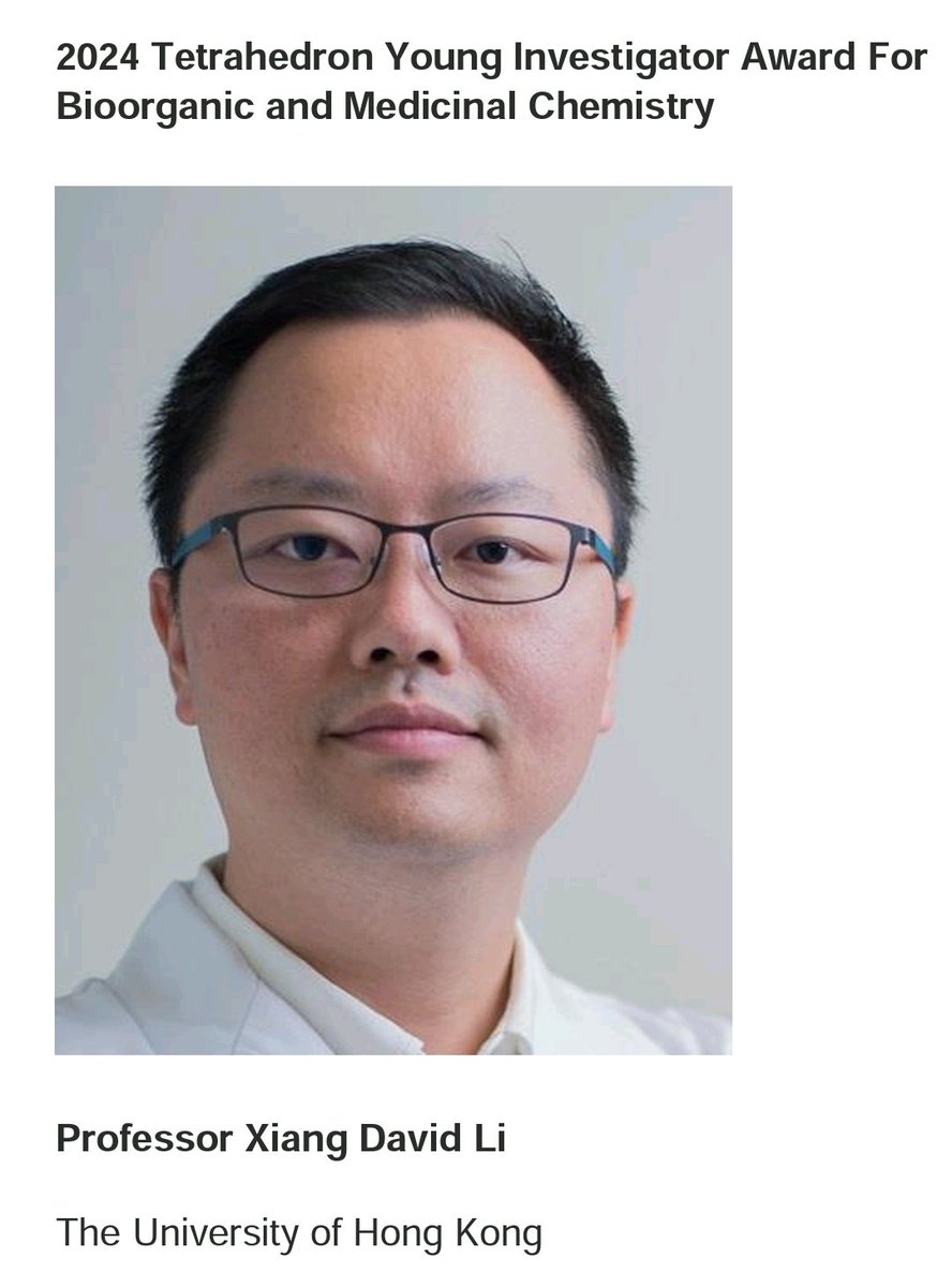 XDavidLiLab1's tweet image. I am very honored to receive 2024 Tetrahedron Young Investigator Award for Bioorganic and Medicinal Chemistry.
sciencedirect.com/journal/tetrah…
Thanks to @TetrahedronChem for recognizing our works, and continuous support from @hku_science and @HKU_Chemistry