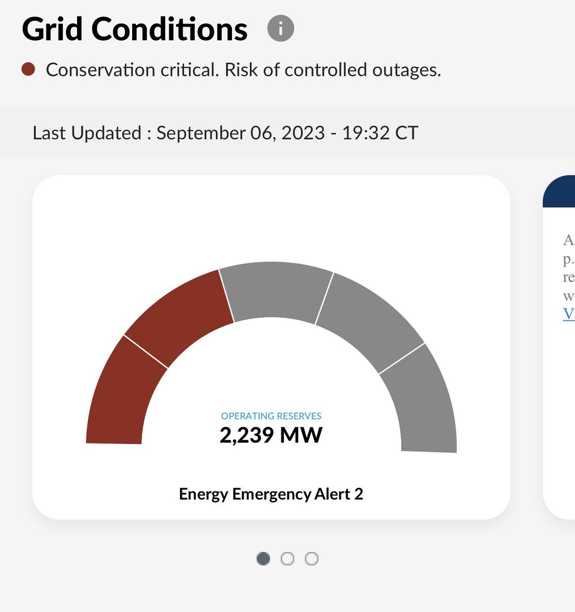DFWscanner's tweet photo. ‼️ERCOT has issued an Energy Emergency Alert 2 as reserves dip under 2500 MW for the first time this year. Energy conservation is critical. ERCOT says controlled outages may be necessary due to very low reserves. https://t.co/p1AqbCRzHF