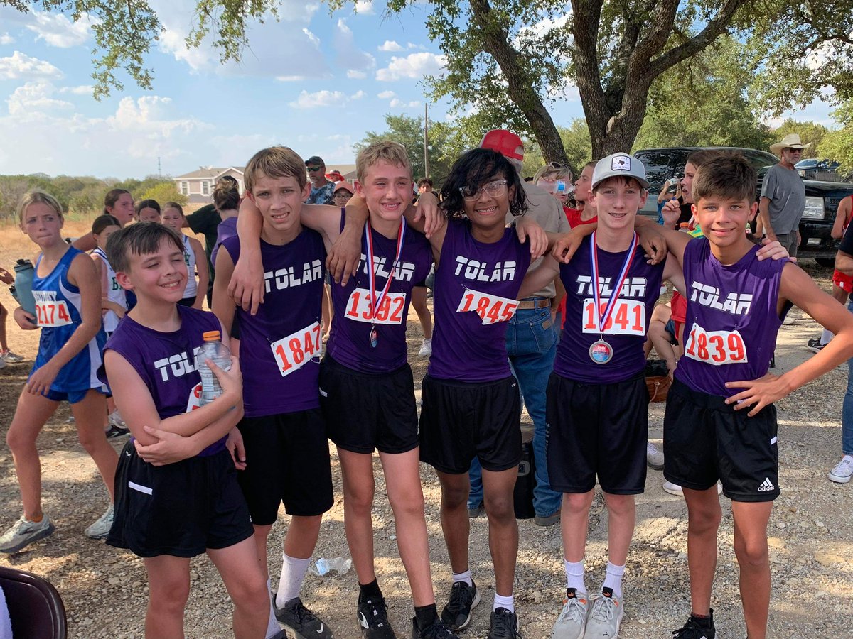 TolarCC's tweet image. Tolar JH CC competed at the Hico Bluebonnet Invitational &amp;amp; several earned spots in the Top 20! 
Dallan T.    6th   9:31
Walker F.   10th 10:30
Cohen M. 18th  10:46
92 runners
Team placed 4th out of 7

Maci V   13th  11:10
Macy P  18th  11:36
114 runners 
Team placed 4th out of 11