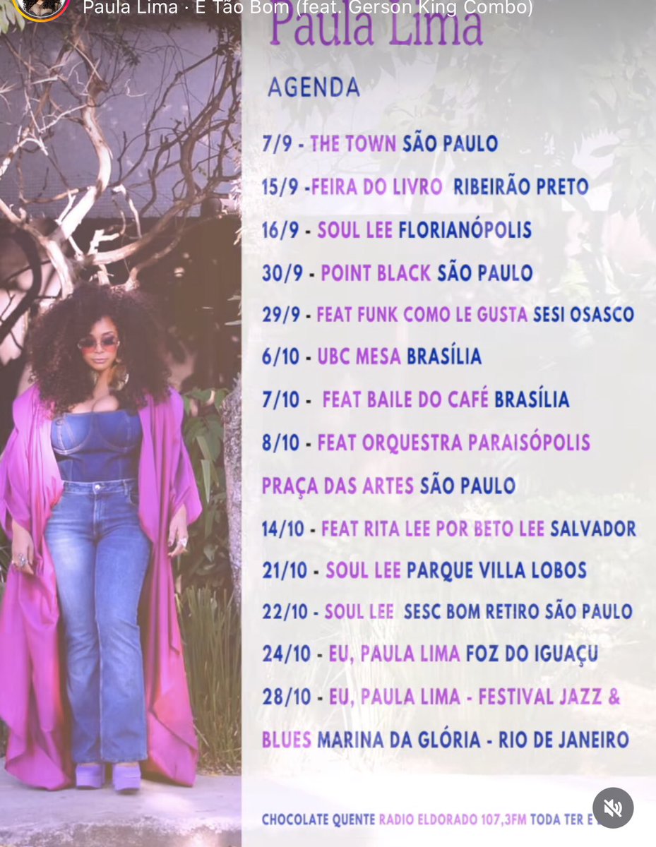 Agenda 
As datas para ver a musa @paulalima #agenda #paulalima