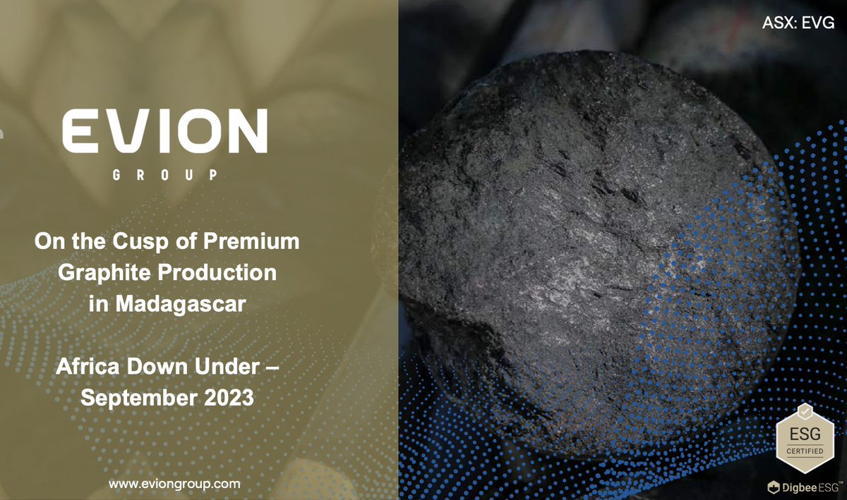 EvionGroup's tweet image. We at $EVG explain our #graphite business model, and provide you with a market update via our new Africa Down Under presentation, with particular focus on our #Maniry Graphite Project in southern #Madagascar. 🇲🇬

#ASX report ➡️ bit.ly/3EyrYfO

$EVG.ax #Europe #India