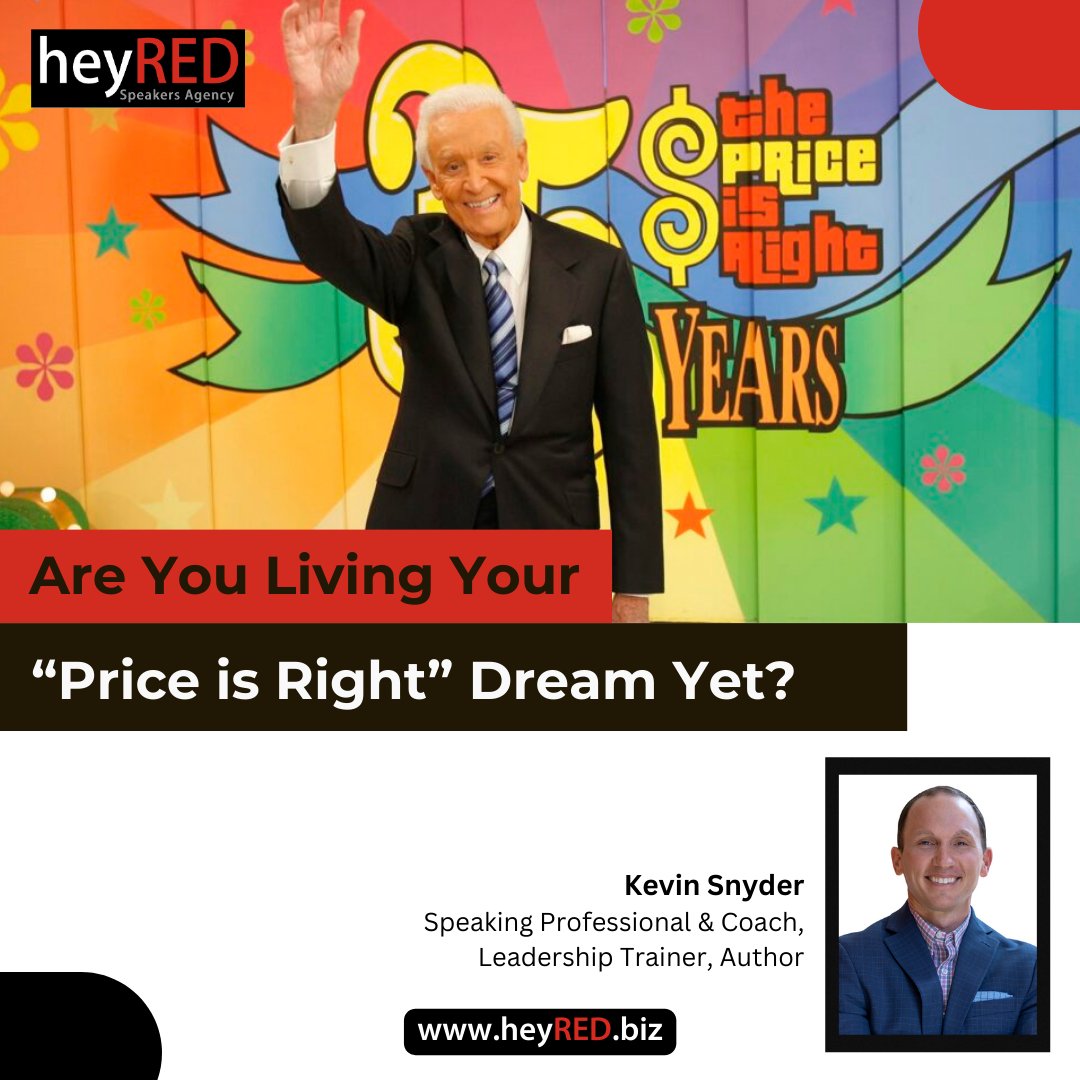 heyREDSpeakers's tweet image. Kevin Snyder envisioned himself on the stage of "The Price is Right," meeting the legendary Bob Barker. Little did he know that this dream would come true and would unlock the doors of becoming a professional motivational speaker! #keynotespeaker #heyred #DreamBig