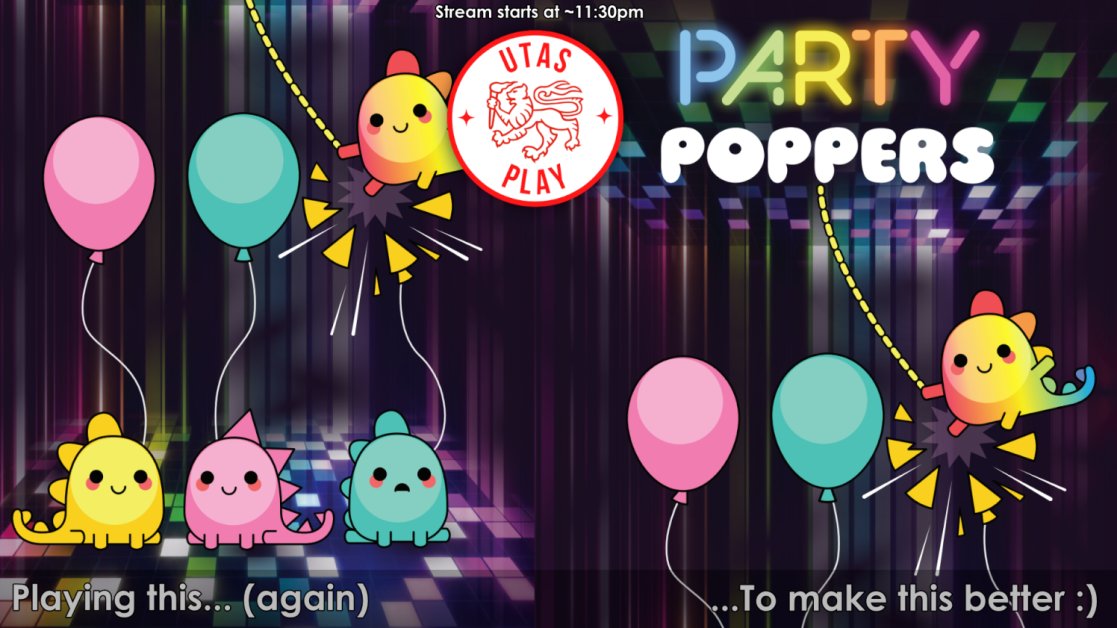 The UTASPlay Twitch stream is on today at 11:30 twitch.tv/utasplay. It again falls to me to make this announcement, and I somehow have less of an idea what I'm doing than last week! 🎉😅 Today we're only playing Poppers, and we are going Trophy hunting! 🏆