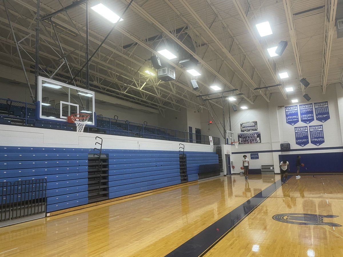 WyomingHSHoops's tweet photo. Little things matter! The Stable got a big upgrade with new hoops and GLASS backboards on our side hoops! The old wooden boards are gone!!! Thanks to @WyoCowboysAD for all his hard work on making the gym better!! https://t.co/KunJRacLBG