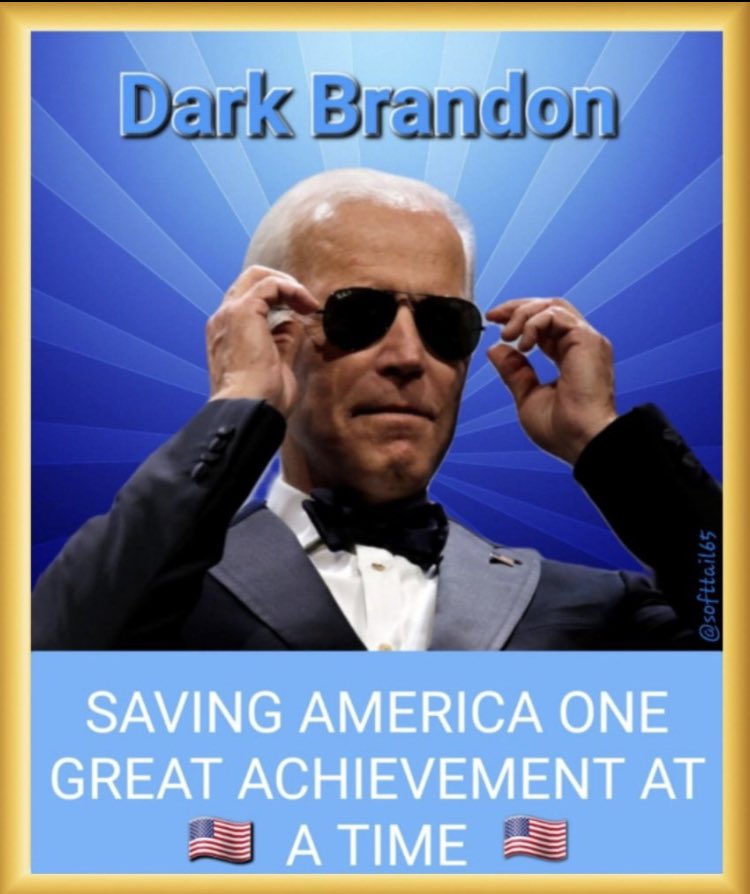 Dark Brandon, achieving one project at a time. It takes two terms to feel the work He’s put in. Another 4 years is what Biden needs to show what he’s accomplished. We don’t need another Potus who rides on his predecessors hard work only to crash it.. #DemVoice1 #Biden2024