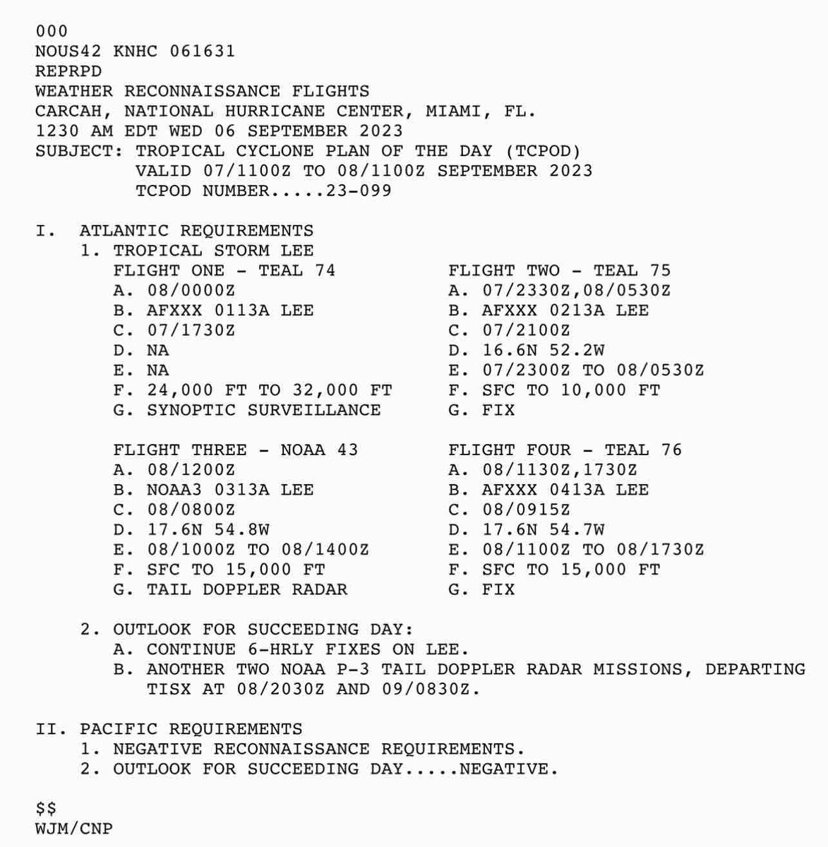 Interesting… Thu eve Air Force will have 2 planes in the air: one goes into #Lee as usual, other does synoptic surveillance mission around Lee to drop sondes to improve model forecasts - similar to G-IV jet but lower altitude. Thanks to crews for all they do to help us prepare.