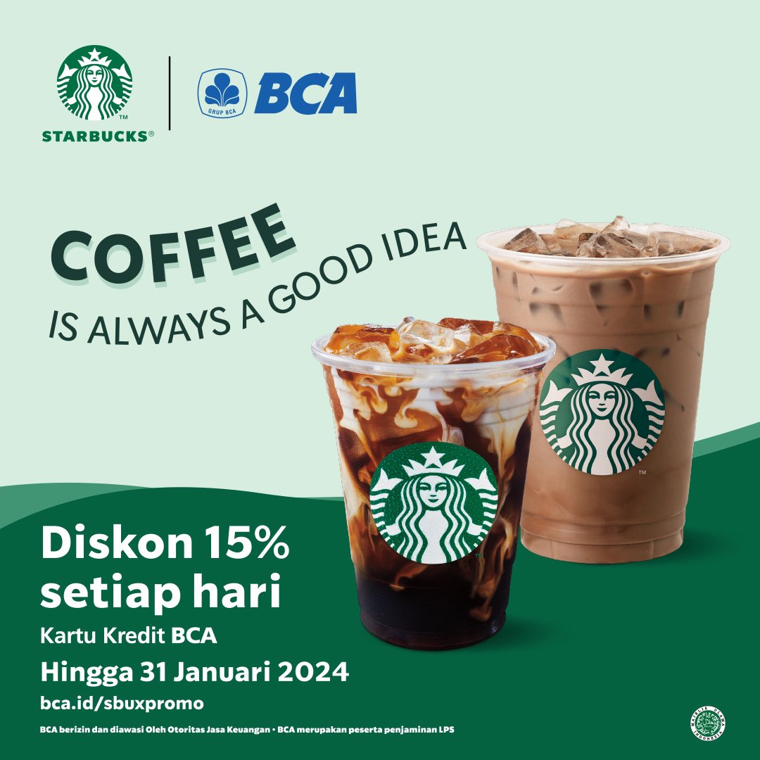 SbuxIndonesia's tweet photo. Tumblers, assemble! Thursday is Tumbler Day🤩🎉

Bawa tumbler favorit ke gerai Starbucks terdekat dan dapatkan diskon 50% untuk nikmati minuman-mu hari ini☕ Ada juga 4 minuman seharga IDR 139.9K di aplikasi delivery yang bisa kamu nikmati rame-rame biar hari Kamis jadi makin semangat! 

Yuk liat sampe akhir untuk promo lainnya. Ajak teman-mu ke gerai Starbucks terdekat yuk💚