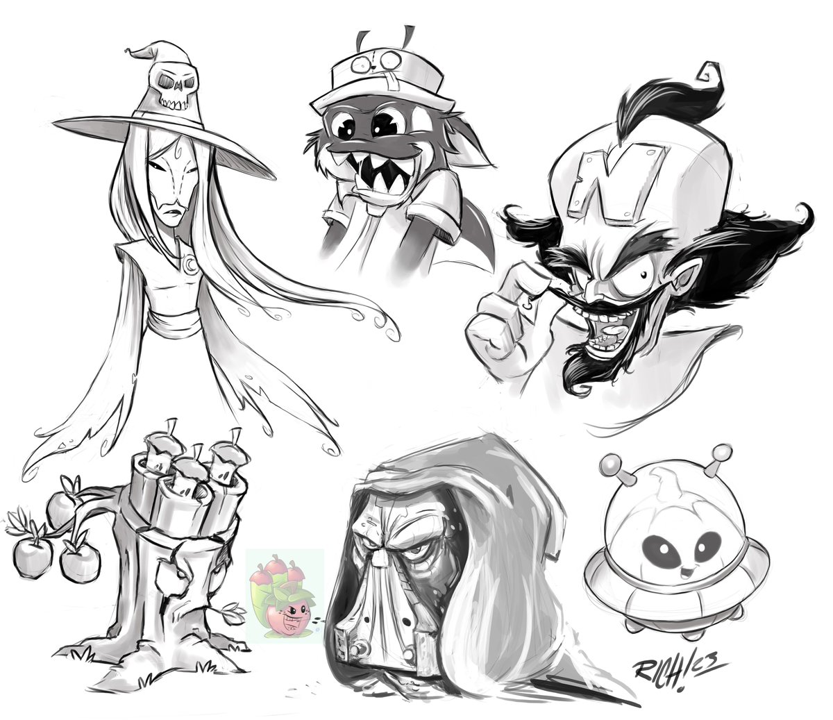 I maked some arts LIVE! We have my daughters OC Witch, Another OC 'Orca/Cat', Dr Neo Cortex from Crash Bandicoot, Apple Mortar with NO ref, PVZ 2. Darth Malgus from Star Wars. (I don't do realistic fast) and Saucer from PVZ China. #PVZ #CrashBandicoot #StarWars #pvz2fanart