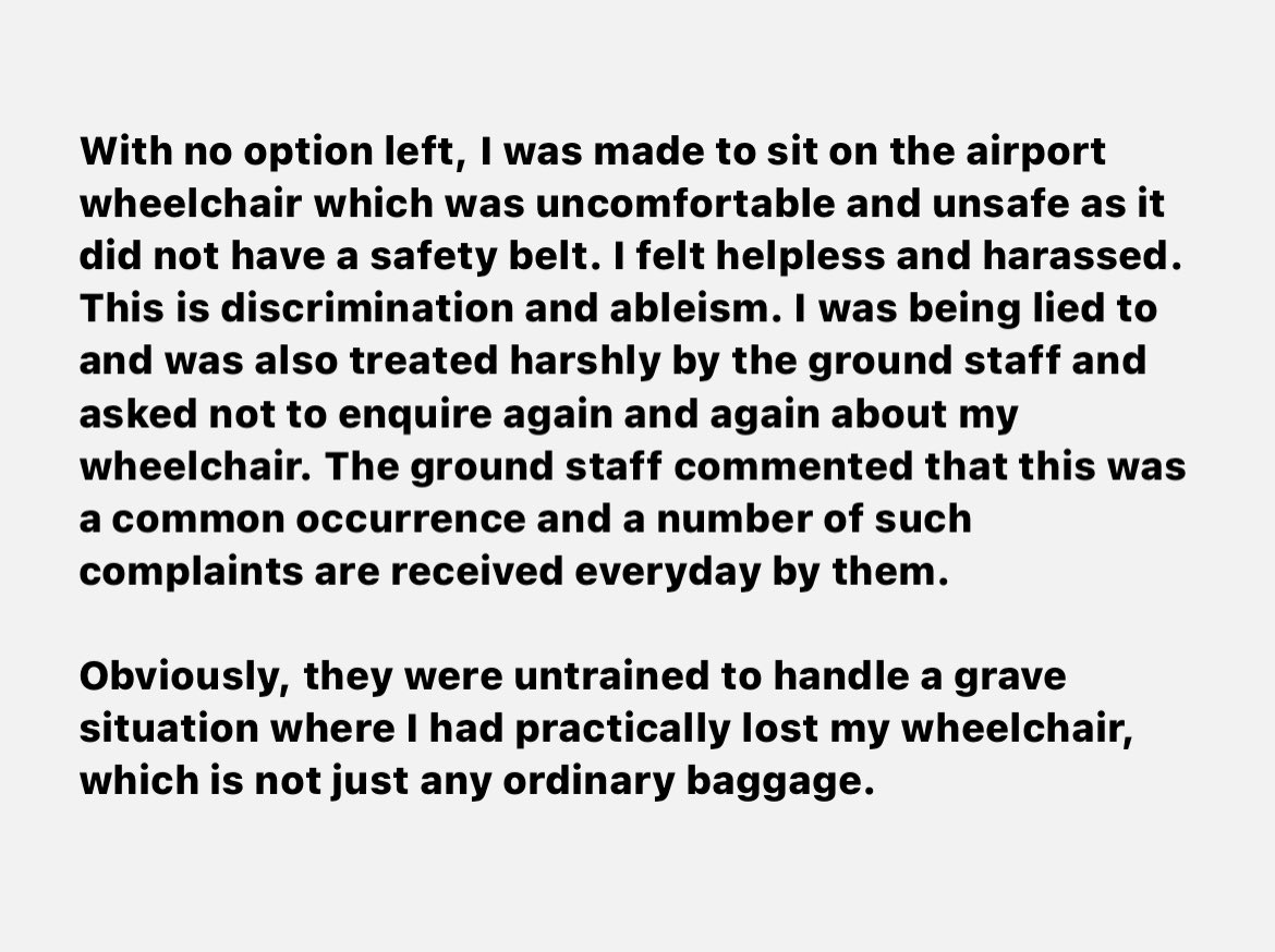 My horrible experience with @FlySWISS ! 
1/3

#Disability #Disabled #Wheelchair #Discrimination #Ableism #DisabilityDiscrimination #Harassment #Airline #Flight #Swiss #SwissAir