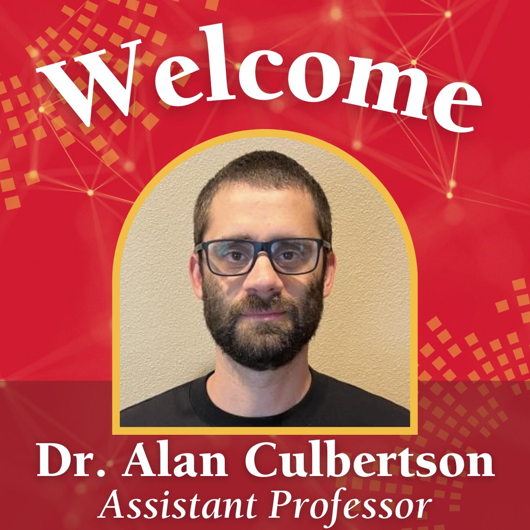 We're thrilled to announce that Dr. Alan Culbertson is joining us as Assistant Professor!

Read his bio here: instagram.com/p/Cw30v2otS5D

We look forward to welcoming (back) Dr. Culbertson &amp; our new Teaching Lab Coordinator Nick Crumpton at an ice cream social later this month.