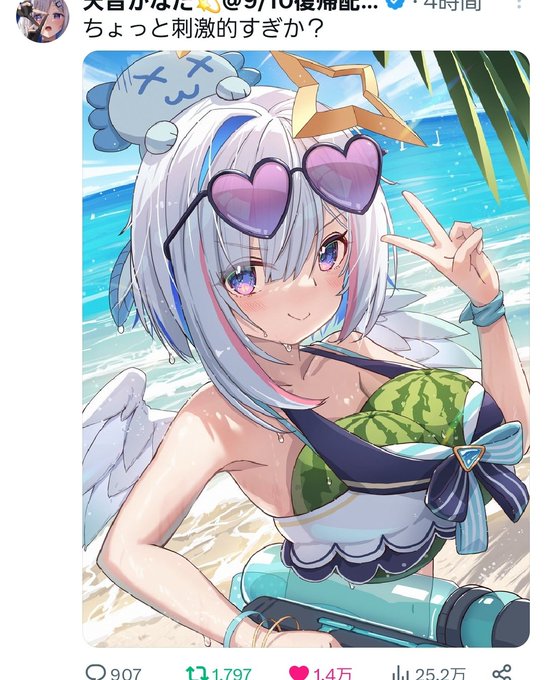 これ確実に水着のサイズ合ってないし走ったらスイカ落ちるよな
刺激的すぎる 