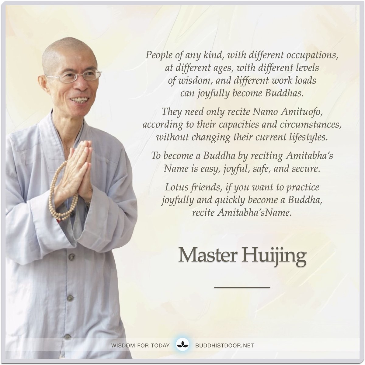 Buddhistdoor's tweet photo. Wisdom for Today: Master Huijing

https://t.co/0CfdY1mc3g

#buddhistquotes #dharma #amitabha #buddha #buddhism #mahayana #pureland #taiwan #masterhuijing #insight #liberation #enlightenment #mindfulness #meditation #mind #heart #karma #compassion #faith #recitation #rebirth https://t.co/NS38PW7j3z
